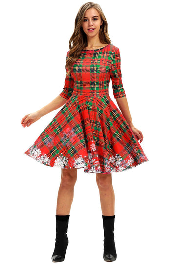 Vestido vintage de Natal de impressão verde